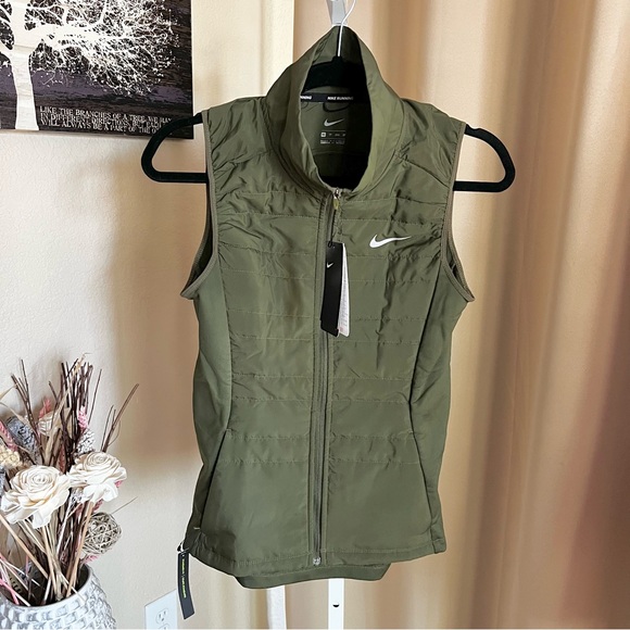 Nike Running Thermore Khaki Green Quilted Vest XS NWT - Picture 1 of 15